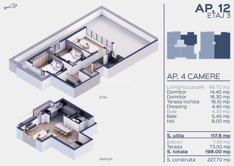Penthouse exclusivist 4 camere, 198 mp, terasă mare – bloc boutique - 15
