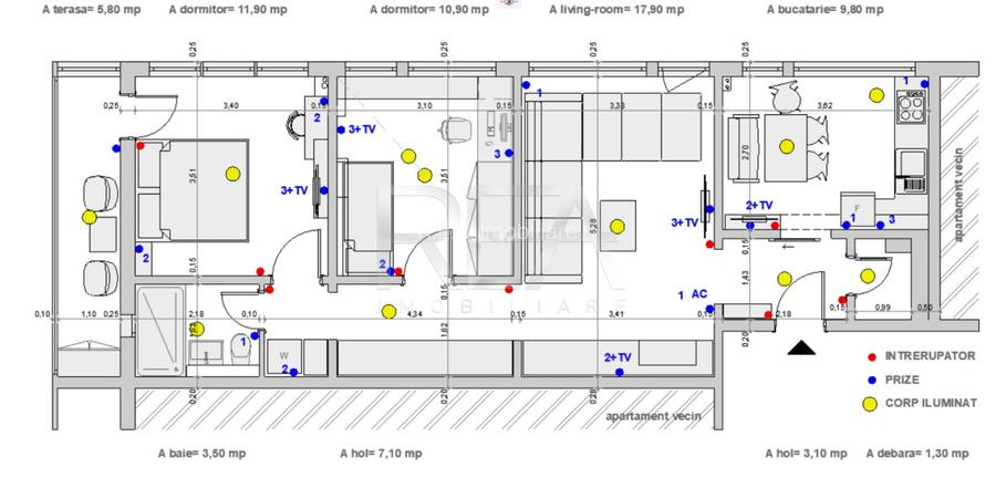 3 camere, Camil Ressu, centrala, inst. schimb., 71 mp,anvelopat - 7