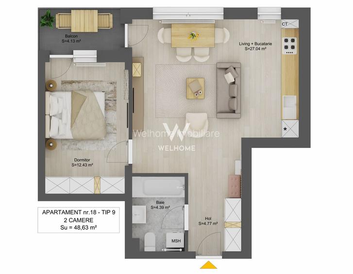 Apartament 2 Camere de Vânzare – Sibiu, Str. Doamna Stanca - 1