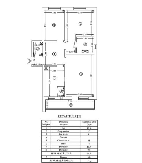 DACIA – Ap 3 camere, Etaj 2/4, 72 Mp, Bloc 1980 - 7