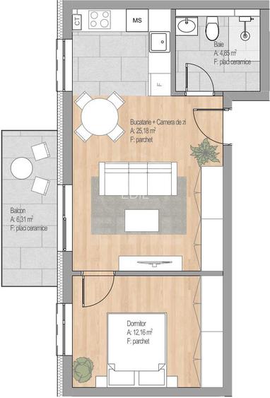 Vanzare Apartament 2 camere semidecomandat, 43 mp, Cetatii