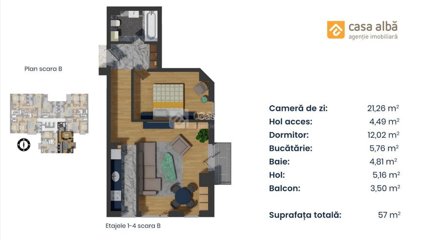 PROIECT NOU | apartament 2 camere LA CHEIE | Pacurari - Alpha Bank - 14