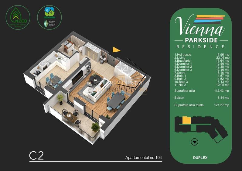 Apartament modern finisat, bloc nou, 4 camere, tip duplex, Metalurgiei - 1