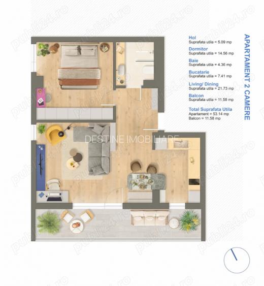 Apartament 2 camere cu loc de parcare inclus! - 9