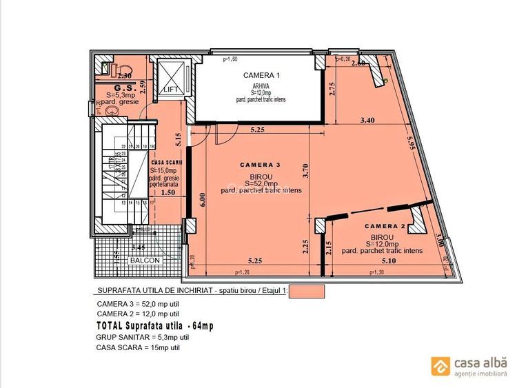 Podul de Piatra | spatiu de birouri 64mp | amenajat | utilitati incluse - 1