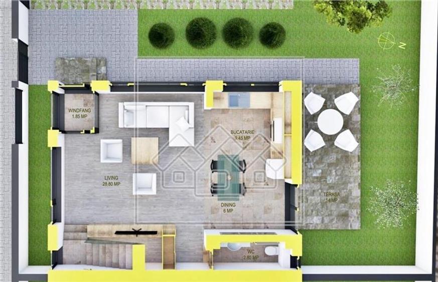Casa tip duplex in Selimbar, 4 camere, terasa mare, teren 214 mp