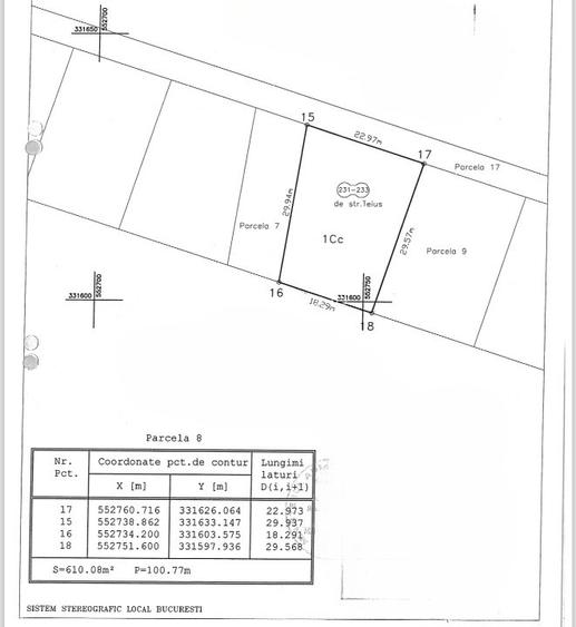 Teren intravilan, 610 mp, front 23 m, utilitati | Str. Teius - Rahova - 10