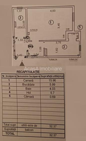 Apartament cu o camera Mazepa 2- Faleza parter CT - 9