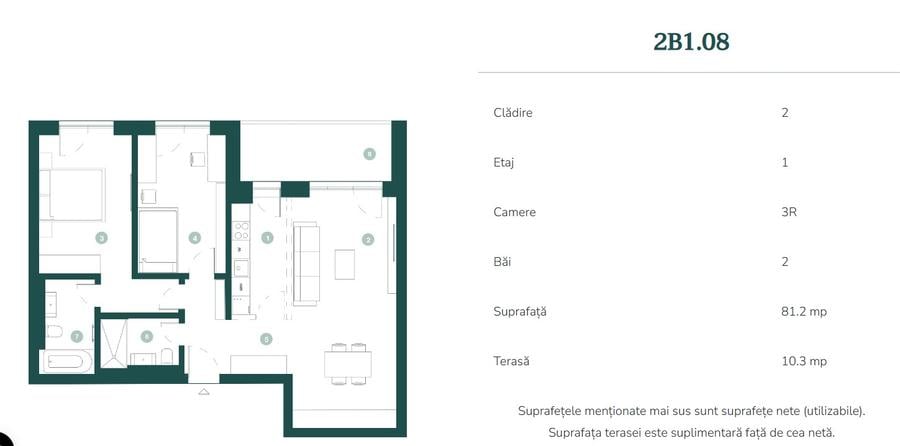 Apartament de 3 camere Timisoara, central,  81.2 mp utili - 10