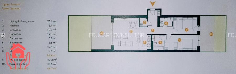 Baneasa Shopping City-3 camere cu gradina 60 mp, complex securizat, loc de joaca - 15