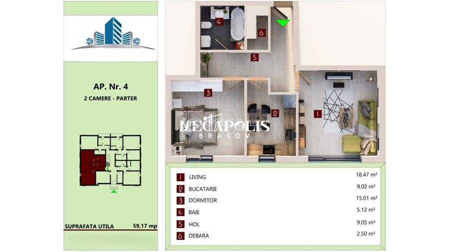 Apartament 2 Camere Decomandat Tractorul Intabulat - 5
