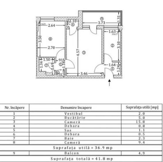 Apartament 2 Camere,Piata Amzei,bl.reabilitat,et.3/7,Amenajat,Liber - 8