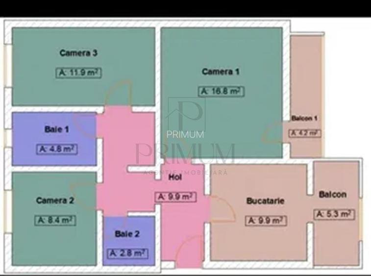 ARADULUI |3 CAM |DECOMANDAT |2 BAI| 2 BALCOANE |CENTRALA |IZOLAT | RENOVAT | PAR - 9