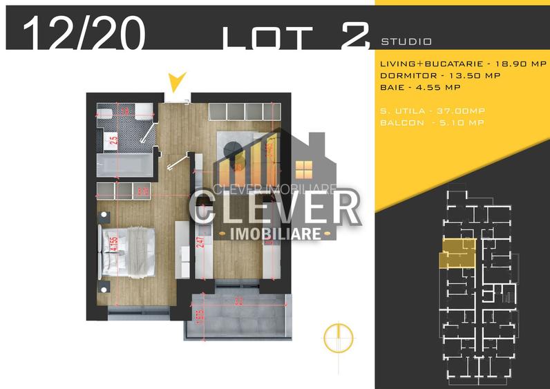 Studio 2 cam, zona Pallady | Ideal investiție, metrou Teclu - 1