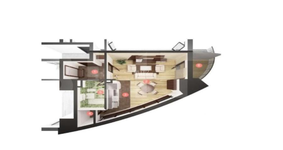 Apartament 1 camera 45 mp utili, view deosebit, West City Tower - 6