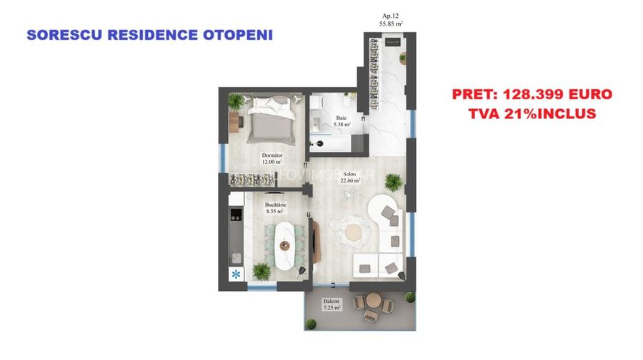 Apartamente cu 2 camere cu terasa, lift, langa parc 1 Mai - 2
