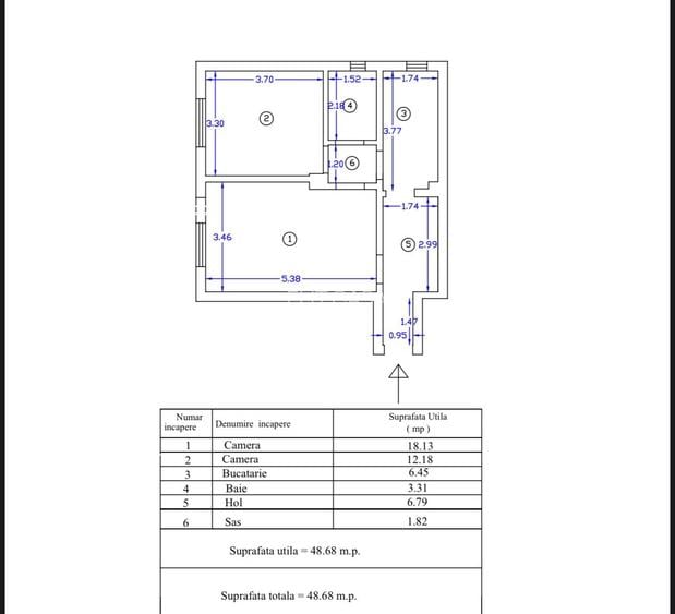 Apartament de 2 camere decomandat, etajul 1/8, zona Copou - 2