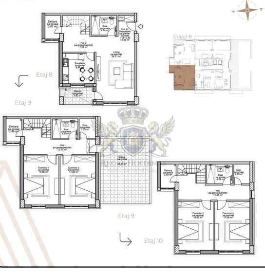 Penthouse , 205 Mp,Terasa 32 Mp,Decomandat,Finalizat, Tractorul-Mall-Coresi - 10