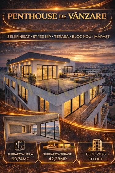 Penthouse Semifinisat - ST 133MP I terasa I Bloc Nou - Marasti