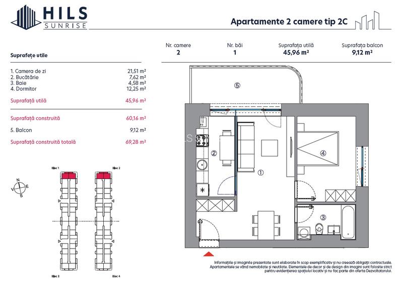 Studio dublu | Tip 2C | HILS Sunrise | Pre-certificare GREEN Homes - 1