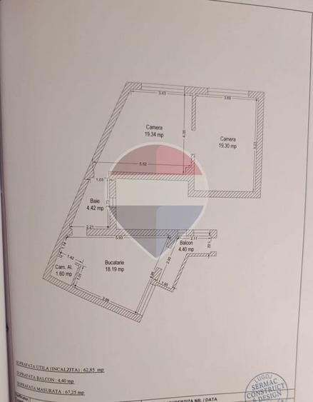 Apartament 2 camere, loc de parcare, teren propriu,strada Constituției