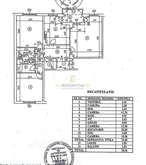 Apartament 3 camere de închiriat –  Zona 13 Septembrie - 8