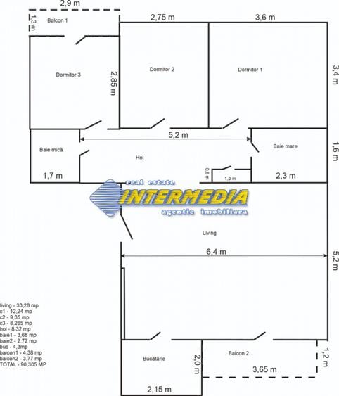Apartament cu 4 camere decomandat etaj 3 Cetate