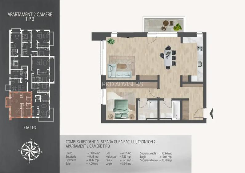 2 camere | Cel mai mare apartament de acest tip | 8 min Metrou Teclu