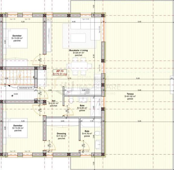 BRAYTIM - 3 Camere - 2 Bai - Terasa 64 mp - Dressing - Finisaje la alegere