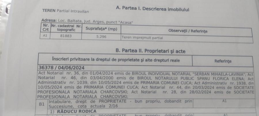 Vînd teren in Cuca Arges Loc Bălțata