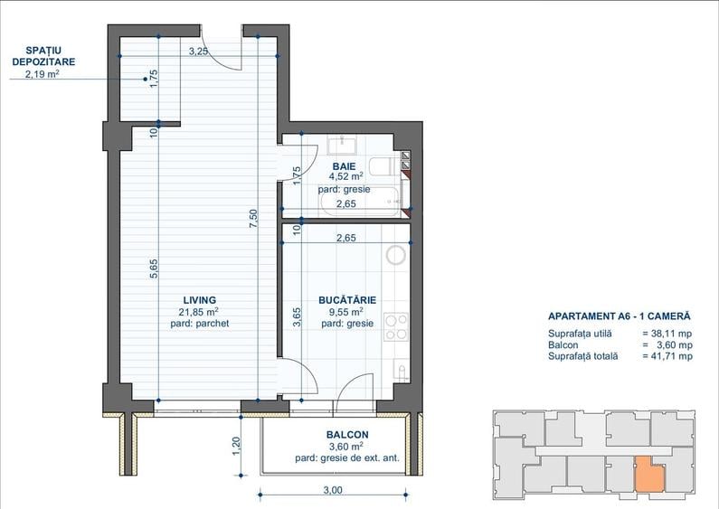 Apartament Nou 1 camere de vanzare C.U.G.