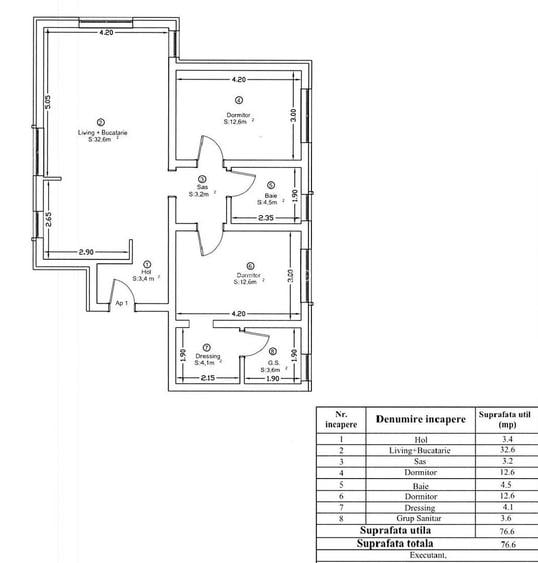 Dumbrăvița | 3 Camere | 76,6 mp | Grădină 46.5 mp | 2 Băi | Dressing | 2 Parcari
