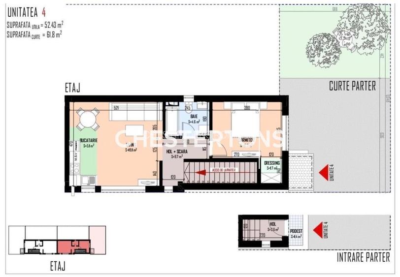 Vanzare Apartament 2 Camere cu Curte Proprie de 60 mp -Bragadiru