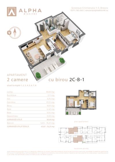 Apartament 2 camere + birou Alpha Distrikt Brasov