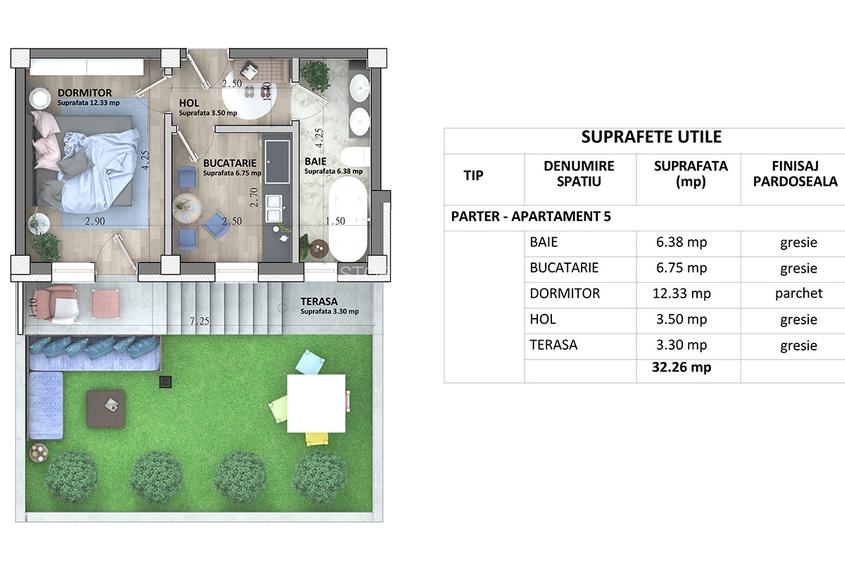 ASTORIA RESIDENCE Apartament 1 camera D 32 m + curte 33 m   Lunca Cetatuii 2028 - 3