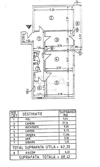 3 camere Costin Georgian, decomandat, 68 mp, reabilitat - 14