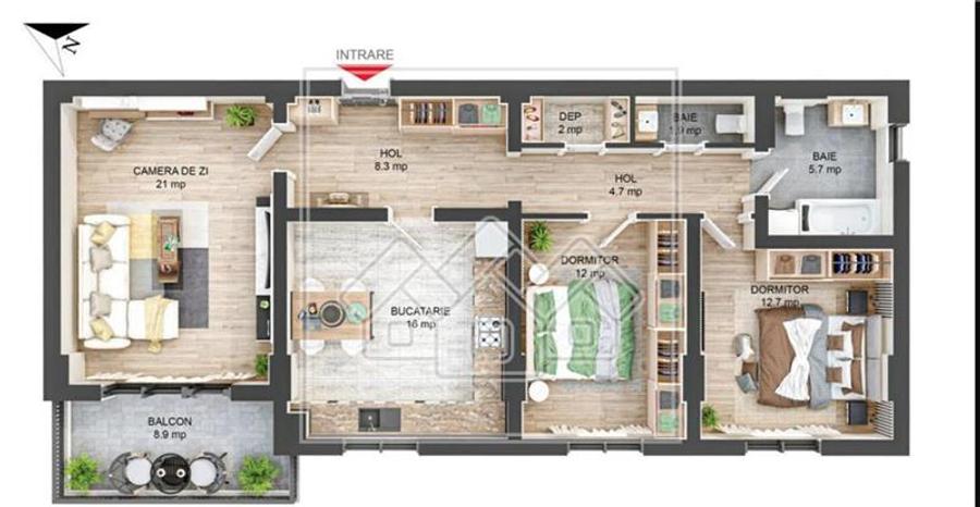 Ap 3 camere, 2 bai, spatios, balcon mare, zona buna, parcare subterana