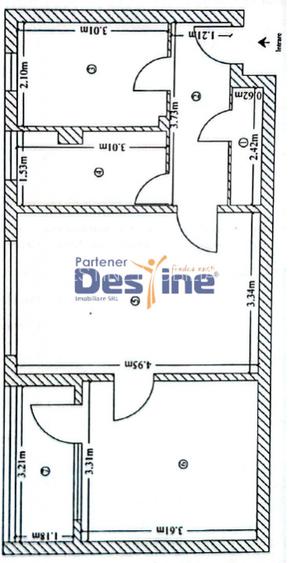 Bulevardul Primaverii - Apartament 2 camere, semidecomandat, 49 mp, etaj 4/4 - 5