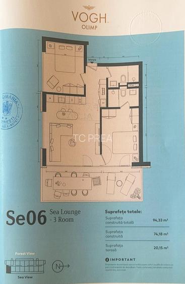 3 camere, 2 băi, vedere la mare – complet mobilat – Vogh Olimp - 4