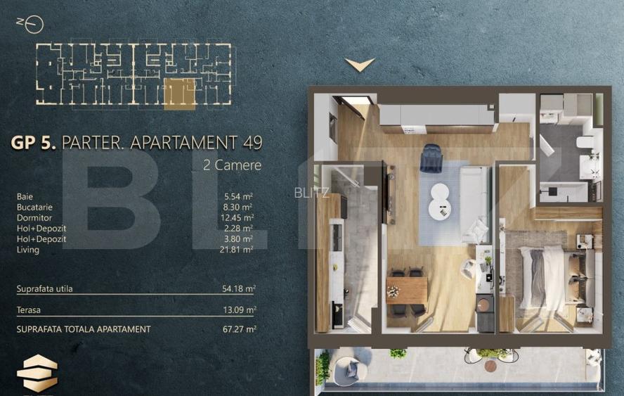 Ap. 2 camere[54 mp] Ansamblu Rezidential_zona RIVUS - 2