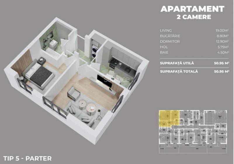 Parc Laurentiu Raiciu apartament 2 camere decomandat. - 2