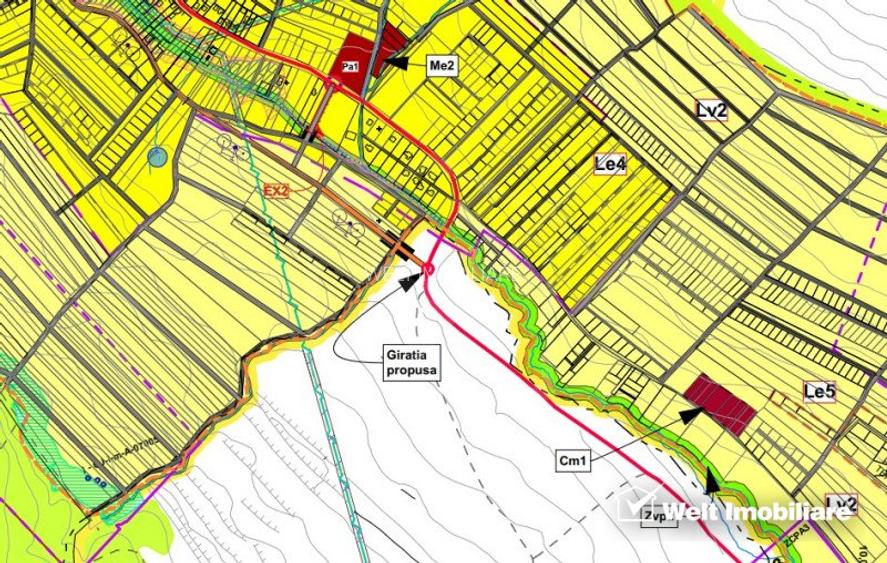 Teren 5300mp, 9 loturi, construibil, parcelat - intrare Chinteni - Unirii - 3