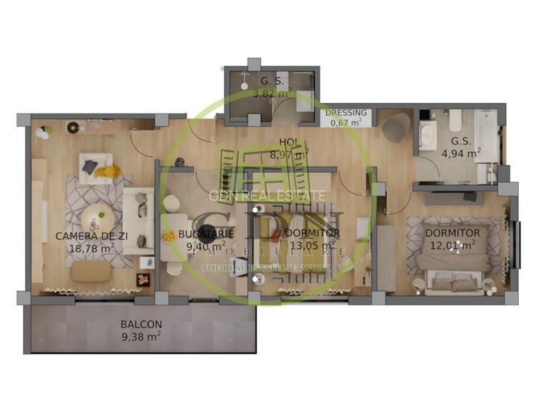 Apartament 3camere, decomandat, 81mp, Cartier Veterani, Parcul Nicolae Romanescu - 9