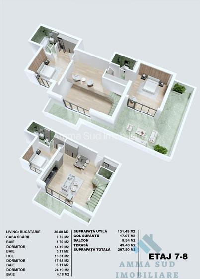 Penthouse 4 camere - 131,5 mp utili - Finalizat - 500 m Metrou Berceni - 2