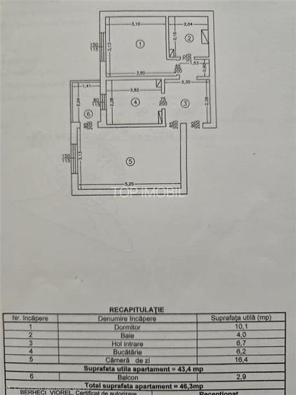 Apartament 2 camere Decomandat - etaj 2 - 3
