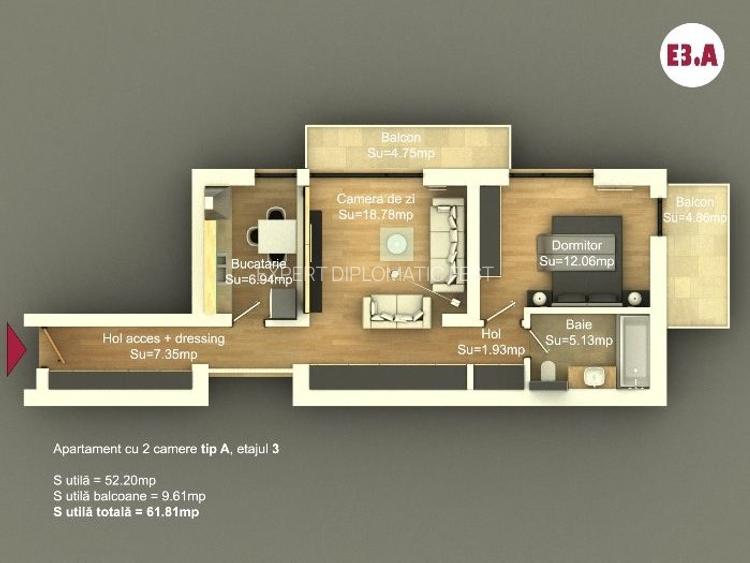 Carol - Viilor - Ap 2 cam - sup 60 mp - pret 140000 euro - 2