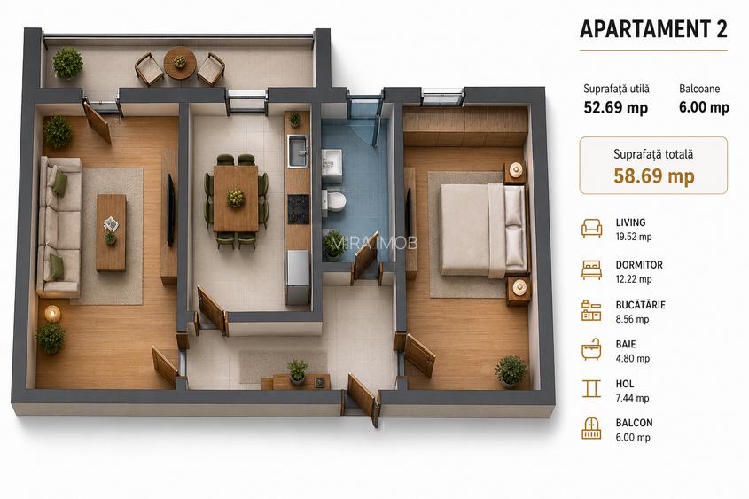 Bloc nou modern – Apartamente 2 camere, finisaje premium, parcare inclusă - 2
