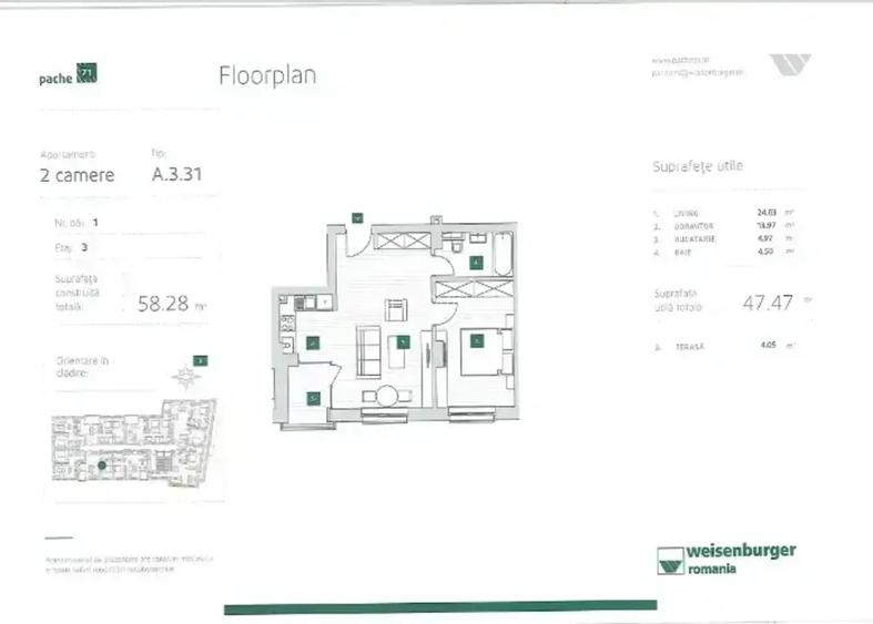 Apartament 2 camere+balcon I  Incalzire in pardoseala| Comision 0%| - 7