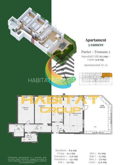 Pallady 3 camere 77 mp + curte 33 mp in bloc tip Boutique - 2