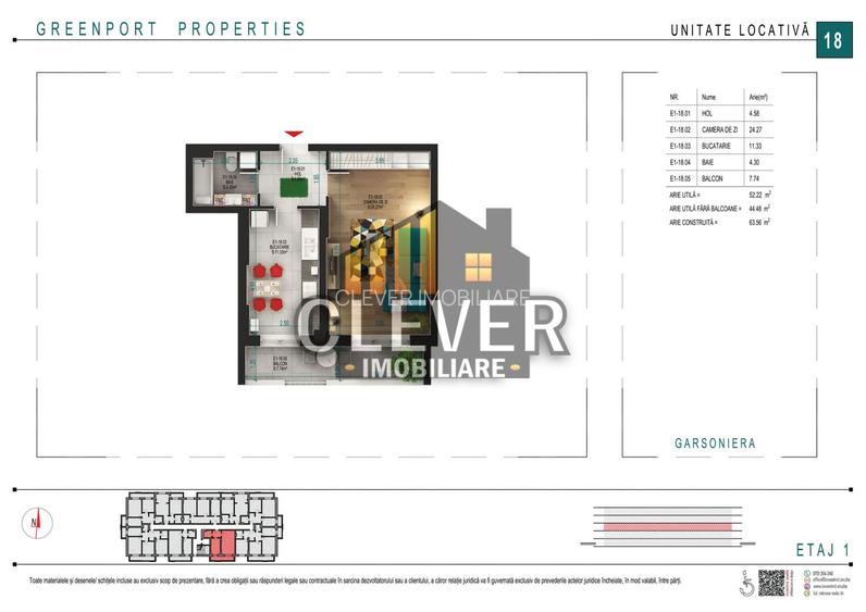 Garsonieră 52 mp modificată | Birou separat | Pallady - 1